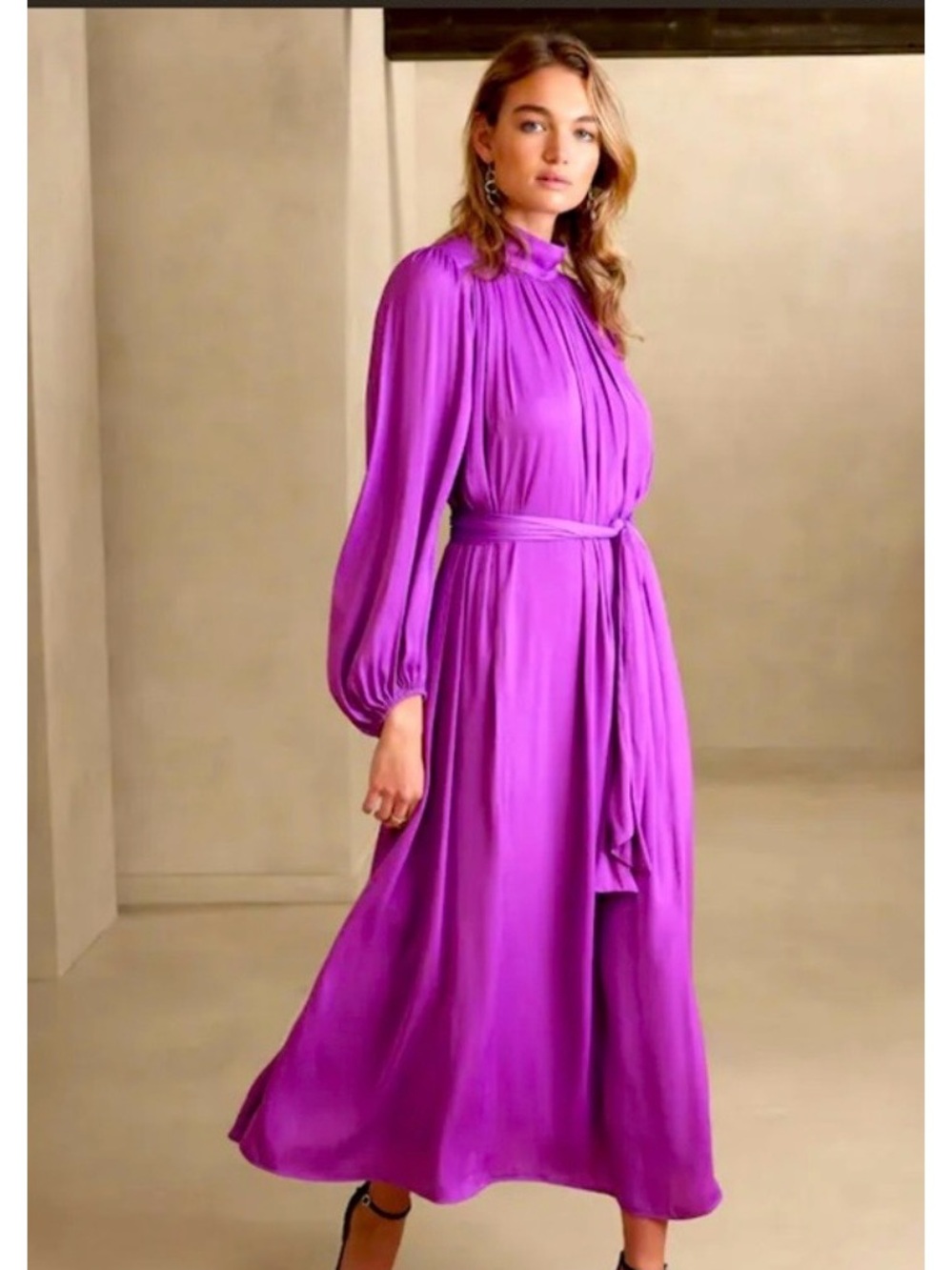 Banana Republic Lavender Purple Long-Sleeve Maxi Dress